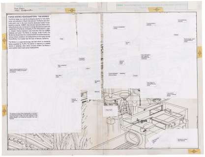 FORCE WORKS (1994) ORIGINAL ART "FORCE WORKS HEADQUARTERS THE WORKS" SCHEMATIC BY ELIOT R. BROWN. | Hake’s