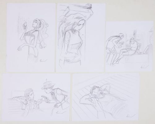 Bonin Cyril- Ensemble... | Bonin Cyril- Ensemble de 5 dessins : Crayonnés originaux... | Tessier Sarrou