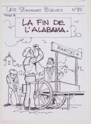 Lambil - Dessin... | Lambil - Dessin original : Projet au feutre ayant servi... | Tessier Sarrou