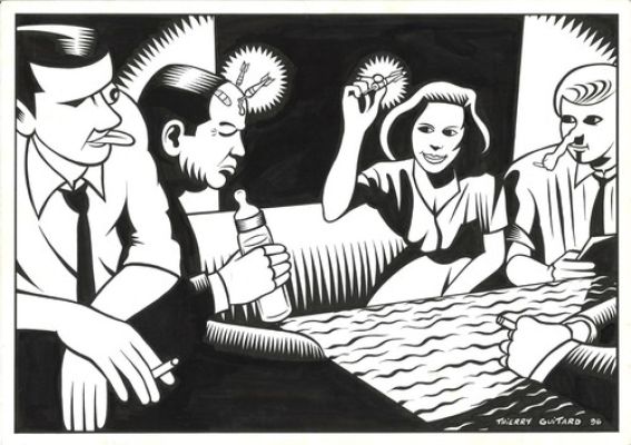 Thierry Guitard illustration dessin original encre étiquette de vin (no dédicace | eBay Europe