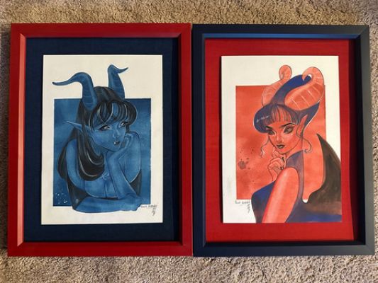 Peach Momoko Original Art Two Piece Set. Each Piece is 12”x16” and beautiful. | eBay US