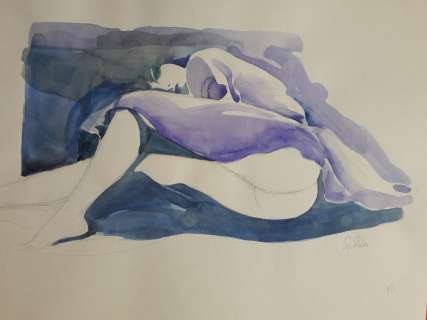 Leone Frollo - Illustrazione originale "Erotismo" acquerello - Page volante | Catawiki