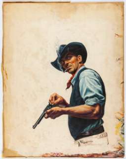 Victor Prezio - Gunslinger Painting Original Art (c. 1950-60s). Someone’s about to get shot. You can - | Heritage