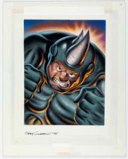Gary Ciccarelli | 1995 Fleer Ultra Spider-Man - ClearChrome Card #6-of-10 Rhino Painting Original Art (Fleer, 1995). | Heritage