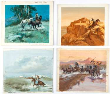 Victor Prezio - Western Novel Cover Preliminaries Original Art Group of 4 (c. 1960s-70s). ... (Total: 4 Original Art) | Heritage
