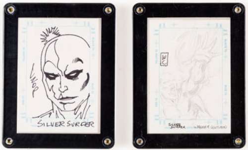 John Czop and Wagner Coutinho Marvel Creators Collection ‘98 Trading Card Sketch Illustration Silver Surfer Origin... (Total: 2 Original Art)