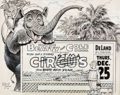 Roland Butler (attributed) Clyde Beatty - Cole Brothers Combined Circus Christmas Show Advertising Illustration Or... | Heritage