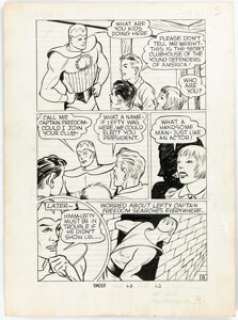 Pierce Rice and Arthur Cazeneuve - Speed Comics #14 Story Page 8 Captain Freedom Original Art (Harvey, 1941)....