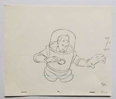 Tintin - Croquis préparatoire pour film d animation - La fusée - On a marché sur la lune - (années 60) | Catawiki