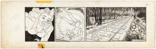 Stamm, Russell | Russell Stamm Invisible Scarlet O’Neil Daily Comic Strip Inscribed Original Art, dated 5-21-46 (Chicago Time... | Heritage