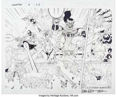 Dunn, Ben - Ben Dunn Marvel Mangaverse #3 Double Page Spread 2-3 Original Art (Marvel, 2002)....