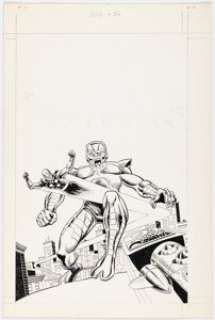 Frisano, Jean - Jean Frisano Nova #36 Nova and The Thing Cover Original Art (Editions Lug, 1981)....