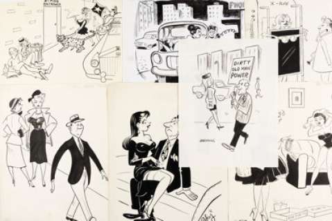 Gag Cartoonist - Bo Brown and Others - Men‘s Magazine Single Panel Gag Cartoonist Illustration Original Art Group of 7 (1956-1970s).... (Total: 7 Original Art)