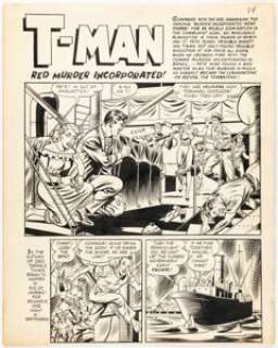 Quality Comics Artist | T-Man #13 Complete 7-Page Story "Red Murder Incorporated!" Original Art (Quality, 1953). (Total: 7 Original Art) | Heritage