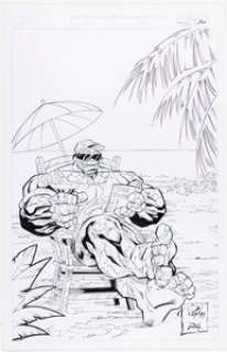 Ron Adrian and Rob Lean - The Thing Illustration Original Art (1999).