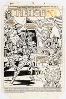 Steve Geiger and Joe Del Beato Sectaurs #3 Splash Page 1 Original Art (Marvel, 1985).