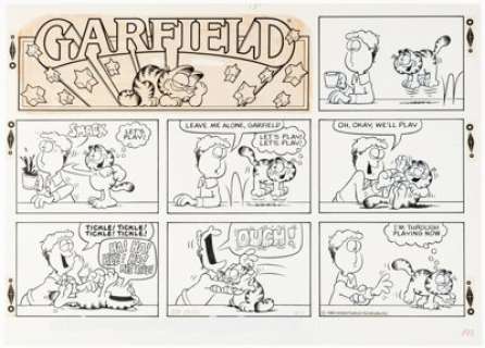 Jim Davis Garfield Sunday Comic Strip Original Art Dated 3-11-84 (United Feature Syndicate, 1984). | Heritage