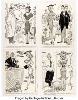 Jefferson Machamer - Humorama Single Panel Gag Cartoon Illustrations Original Art Group of 4 (Humorama, 1957). (Total: 4 Original Art)