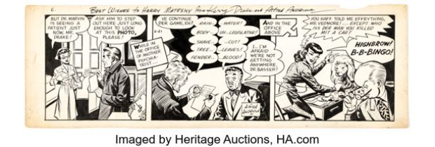 Alfred Andriola Kerry Drake Daily Comic Strip Original Art dated 2-21-48 (Publishers Syndicate, 1948).