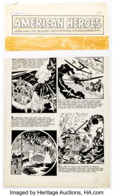 Manny Stallman (attributed) Warfront #36 "American Heroes" Complete 1-Page Story Original Art (Harvey, 1965). | Heritage