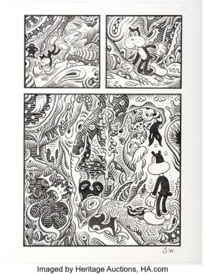 Jim Woodring Poochytown Frank Story Page 90 Original Art (Fantagraphics, 2018). | Heritage