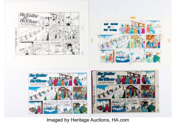 Lynn Johnston For Better or For Worse Sunday Comic Strip Original Art dated 1-26-92 and Production Materials (Universal Press Syndicate, 1992). (Total: 4 Original Art)