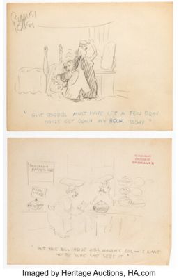 Reamer Keller - Single Panel Gag Cartoon Illustrations Original Art Group of 10 (undated). (Total: 10 Original Art)