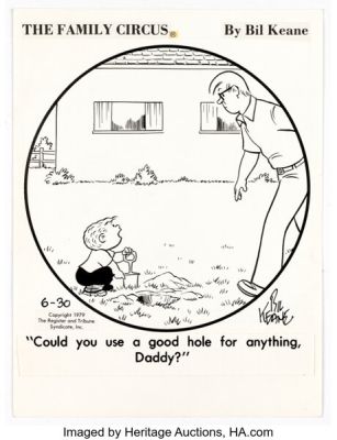 Bil Keane The Family Circus Daily Single Panel Comic Strip Original Art dated 6-30-79 (Register and Tribune Syndicate, 1979).