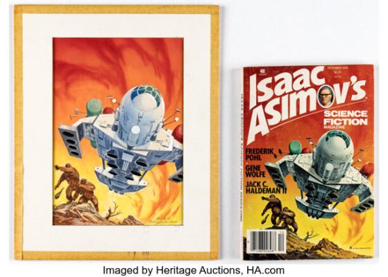 Alex Schomburg Isaac Asimov’s Science Fiction Magazine December 1979 Cover Painting Preliminary Original Art (Davis, 1979). | Heritage