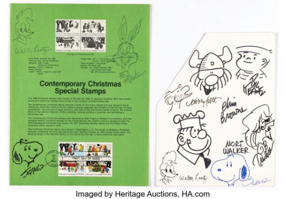 Charles Schulz, Walter Lantz, Mort Walker and others - Jam Page Sketches Original Art Group of 2 (1982). (Total: 2 Original Art) | Heritage