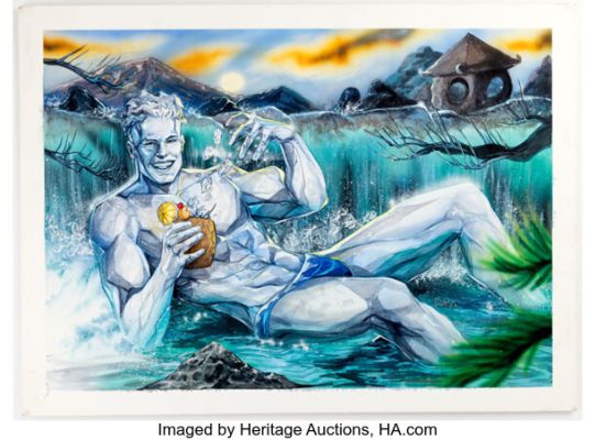 Joe Phillips Marvel Swimsuit Special #4 Iceman Pin-Up Original Art (Marvel, 1995).