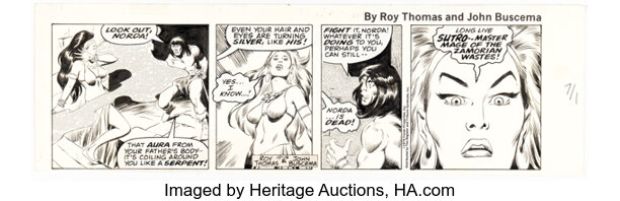 John Buscema Conan the Barbarian Daily Comic Strip Original Art dated 10-16-78 (Register and Tribune Syndicate, 1978) | Heritage