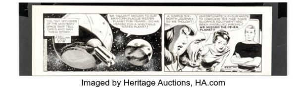 Al McWilliams Twin Earths Daily Comic Strip Original Art dated 2-19-62 (United Features, 1962).