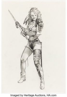 Larry Elmore Reflections of Myth: The Larry Elmore Sketchbook Vol. 2 Cover Preliminary Original Art (SQP, 1997).