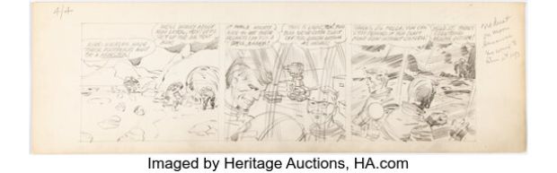 Jack Kirby - Astronaut Preliminary Daily Comic Strip Original Art (c. 1961-68). | Heritage