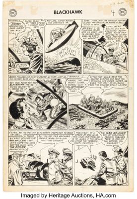 Dick Dillin and Chuck Cuidera Blackhawk #113 "The Volunteers of Doom" Story Page 4 Original Art (DC, 1957). | Heritage