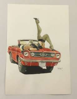 Félix Meynet - Dessin original - La pin-up et la Mustang - (2018) | Catawiki