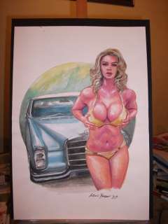 A. Marzano - illustrazione originale per calendario "Cars & Girls" - Loose page - (2019) | Catawiki