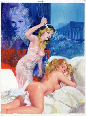 Pino D’angelico Alias Daeni | Copertina per Lucrezia 55 ‘Le cavernicole’. Cm 28 x 37,5. Tempera su cartoncino rigido. Anno di esecuzione 1971. | Art e Fumetto
