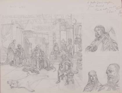 Funcken | Demi-planche inédite Ã  la mine de plomb représe… | Banque Dessinée