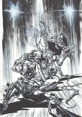Alberto J. Alburquerque | DC KO Lobo vs Wonder Woman Illustration | Geoff M Art Sales