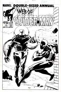 Tony Salmons - web of spider-man annual #1 unpublished cover (very early black spider-man cover! ) 1985