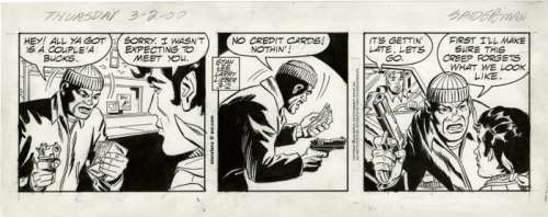 Larry Lieber, Stan Lee | Página original Larry Lieber Amazing Spider-Man Daily Strip del 2 de marzo de 2000 | Taj Mahal Cómics