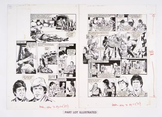 CHiPs - 3 original artworks by Barrie Mitchell (1983) for Look-in No 7 pgs 20 and 21 and No 9 pg | Comic Book Auctions ltd