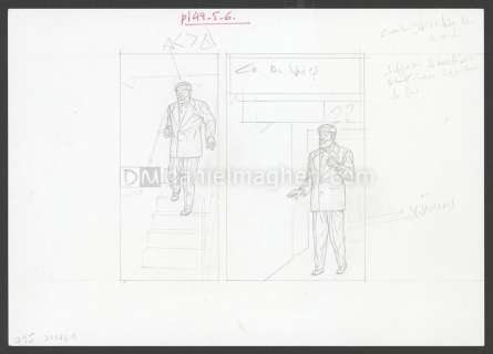 Chantal De Spiegeleer - Crayonné case planche 49-5-6 - La Malédiction des trente deniers - Tome un - Blake et Mortimer