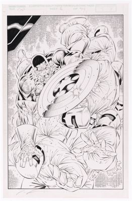 CAPTAIN AMERICA VOL. 2 #6 APRIL 1997 ORIGINAL ART SPLASH PAGE BY ROB LIEFELD. | Hake’s