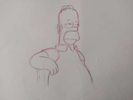 The Simpsons - Drawing of Homer Simpson - Unique - Certificated | Catawiki