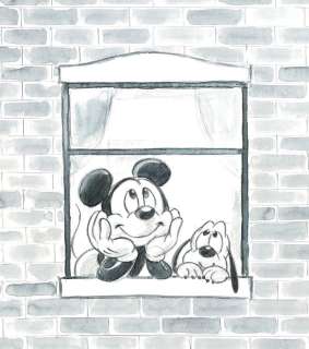 Mickey & Pluto at the Window - Original Painting - Tony Fernandez - Acrylic Art | Catawiki