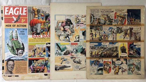 Original comic book artwork for EAGLE vol. 12 #47 (25th November 1961, Longacre Press) featuring Dan | Excalibur Auctions