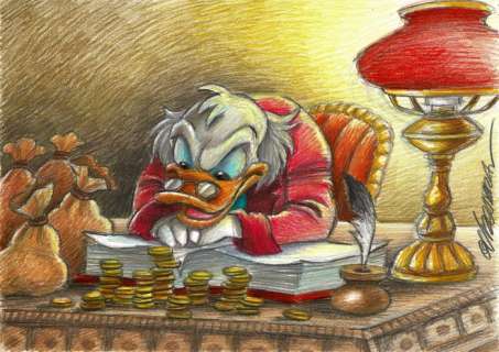 Uncle $crooge Counting Money - Original Drawing - Joan Vizcarra - Pencil Art | Catawiki